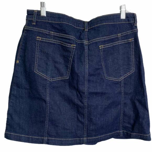 Banana Republic Women's Denim Jeans Skirt Mini Blue Dark Wash Button-Down Sz 12 - Picture 3 of 5